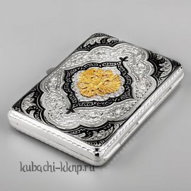 Серебряный портсигар «С гербом» - пдс047