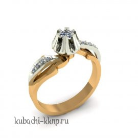 Золотое кольцо с фианитами 