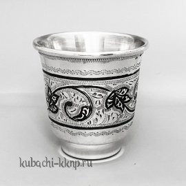Серебряная стопка с рисунком кубачи - СТП073