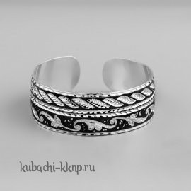 Серебряный браслет Кубачи с строгим орнаментом - БР161