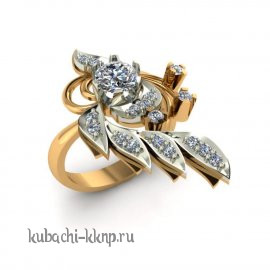 Золотое кольцо с мелкими фианитами - 00085r
