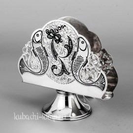 Серебряная салфетница с узором 