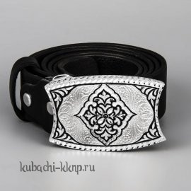 Оригинальная пряжка серебряная с кожаным ремнем - рм012