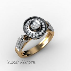 Помолвочное золотое кольцо с фианитами - 10002r