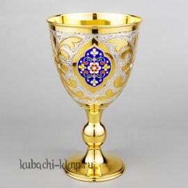 Серебряный фужер с позолотой и эмалью «Финифть» - ф098