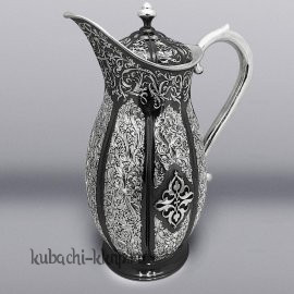 Серебряный кувшин для воды ручной работы с авторской гравировкой - КВ187