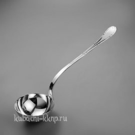 Серебряный половник с красивым узором на ручке - плв04