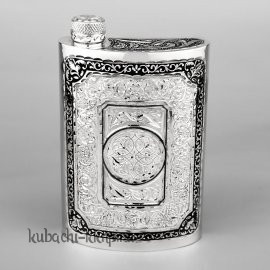 Серебряная фляга с замечательной гравировкой, 260 мл - фл078