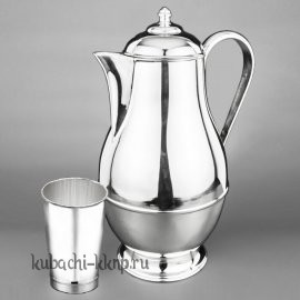 Набор из серебра - Большой глянцевый кувшин и стакан - ндв084