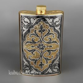 Фляга серебро с позолотой и чернением, 255 мл - фл021