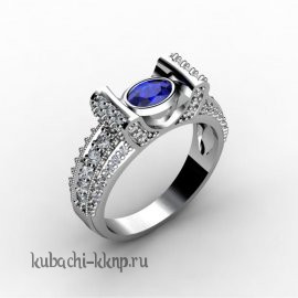 Кольцо из белого золота с цветными фианитами - 00011r