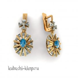 Висячие золотые классические серьги - 00101e