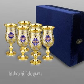 Набор серебряных позолоченных фужеров для вина - ф114-6
