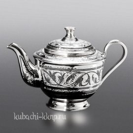 Серебряный заварочный чайник с орнаментом Кубачи - чн0002