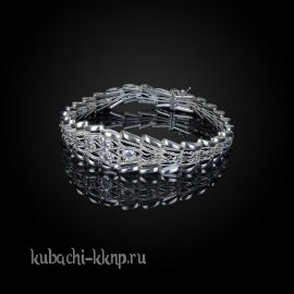 Браслет из серебра с плетенкой кубачи Елочка - бр1023