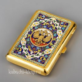 Серебряный портсигар с гербом - пдс007