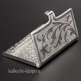 Визитница из серебра с кубачиским  орнаментом - vzt03