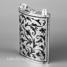 серебряная фляга «Современная»  с откидной крышкой - фл036Б