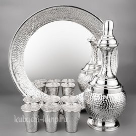 Серебряный водочный набор для питья «Соты» - вс022