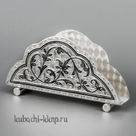 Серебряная салфетница с черненым орнаментом - сл018