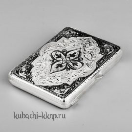 Серебряный портсигар  в подарочном футляре - пдс028
