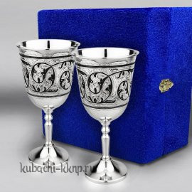 Набор больших серебряных фужеров для вина 