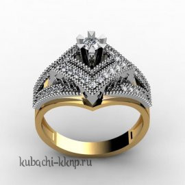 Кольцо из золота с фианитами 