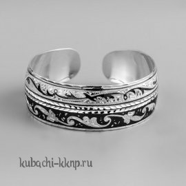 Серебряный браслет Кубачи с уникальным орнаментом - БР166