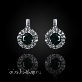 Серьги кубачи с фианитами 