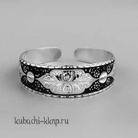 Серебряный узкий женский браслет с гравировкой - БР23