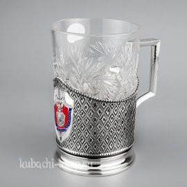 Подстаканник серебряный авторский с гербом УСБ - пд081у