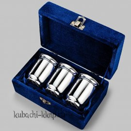 Набор больших глянцевых стопок из чистого серебра 999 пробы - стп098-3