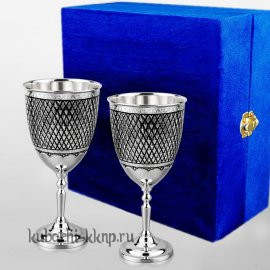 Пара серебряных фужеров чешуя - ф129-2
