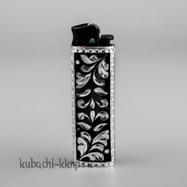 Футляр для зажигалки из серебра с кубачинским орнаментом - ЗАЖ019