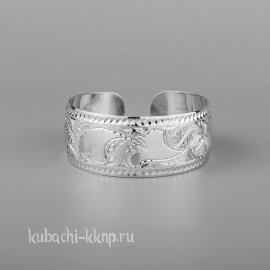 Кубачинский браслет из серебрас красивой гравировкой без чернения - бр203