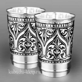 Набор из двух необычных серебряных стаканов  - кр00015-2