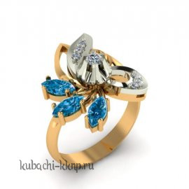 Фантазийное кольцо с цветными фианитами - 00082r