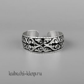 Кубачинский браслет из серебра с красивым орнаментом и гравировкой - бр49