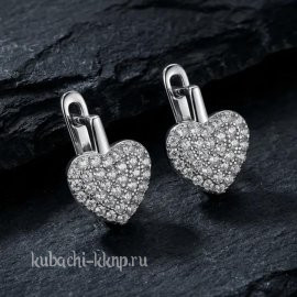Серьги серебряные нежные сердце - с957