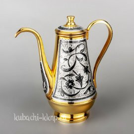 Серебряный кофейник «Мини» с позолотой - кфн004