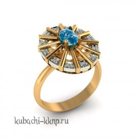 Интересное золотое кольцо с фианитами под топаз - 00101r