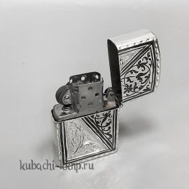Серебряный футляр для зажигалки с гравировкой  - ЗАЖ028
