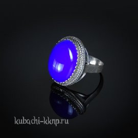 Кольцо кубачи с искусственным лазуритом в оправе - к245
