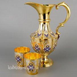 Серебряный набор для воды с позолотой - ндв016