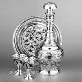 Набор для крепких напитков на подносе из серебра - вс030