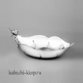 серебряная конфетница  с птичкой мал. - кф118