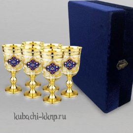 Набор серебряных позолоченных бокалов для вина - ф130-6