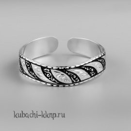 Серебряный браслет с изящным кубачинским орнаментом - БР135