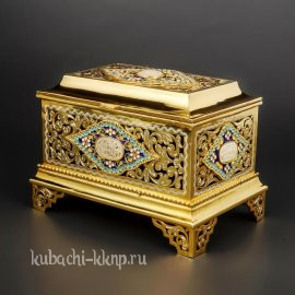 Шкатулка из серебра с позолотой и эмалью «Финифть» - sh0002