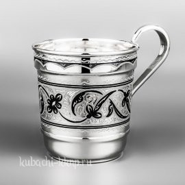 Серебряная кружка с хорошей ручкой, 260 мл - кр28